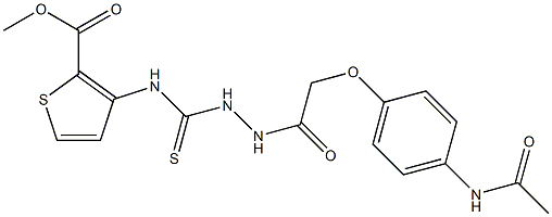 methyl 3-{[(2-{2-[4-(acetylamino)phenoxy]acetyl}hydrazino)carbothioyl]amino}-2-thiophenecarboxylate 구조식 이미지