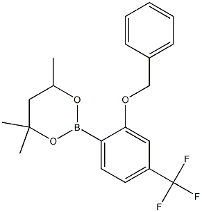 2-[2-Benzyloxy-4-(trifluoromethyl)phenyl]-4,4,6-trimethyl-1,3,2-dioxaborinane 구조식 이미지