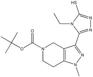 tert-butyl 3-(4-ethyl-5-mercapto-4H-1,2,4-triazol-3-yl)-1-methyl-1,4,6,7-tetrahydro-5H-pyrazolo[4,3-c]pyridine-5-carboxylate Structure