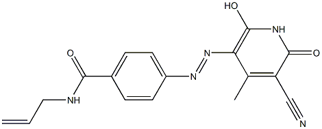 5-[p-(N-Allylcarbamoyl)phenylazo]-3-cyano-6-hydroxy-4-methylpyridin-2(1H)-one 구조식 이미지