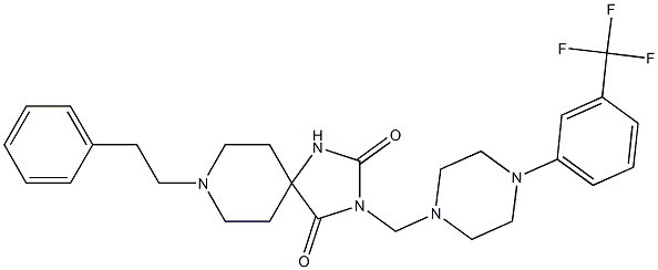 8-Phenethyl-3-[[4-[3-(trifluoromethyl)phenyl]piperazino]methyl]-1,3,8-triazaspiro[4.5]decane-2,4-dione Structure