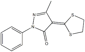 4-(1,3-Dithiolane-2-ylidene)-3-methyl-1-phenyl-2-pyrazoline-5-one 구조식 이미지