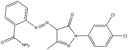 4-(2-Carbamoylphenylazo)-1-(3,4-dichlorophenyl)-3-methyl-5(4H)-pyrazolone Structure