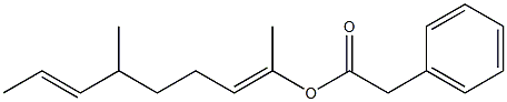 Phenylacetic acid 1,5-dimethyl-1,6-octadienyl ester 구조식 이미지