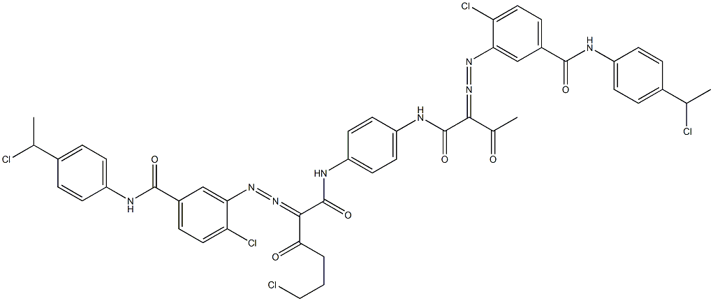 3,3'-[2-(2-Chloroethyl)-1,4-phenylenebis[iminocarbonyl(acetylmethylene)azo]]bis[N-[4-(1-chloroethyl)phenyl]-4-chlorobenzamide] 구조식 이미지