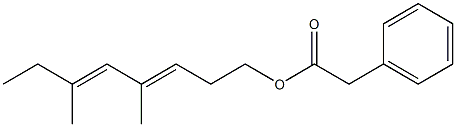 Phenylacetic acid 4,6-dimethyl-3,5-octadienyl ester Structure