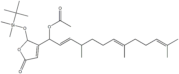 Acetic acid 1-[[2,5-dihydro-5-oxo-2-(tert-butyldimethylsiloxy)furan]-3-yl]-4,8,12-trimethyl-2,7,11-tridecatrienyl ester Structure