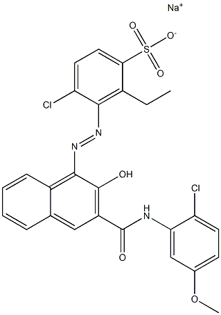 4-Chloro-2-ethyl-3-[[3-[[(2-chloro-5-methoxyphenyl)amino]carbonyl]-2-hydroxy-1-naphtyl]azo]benzenesulfonic acid sodium salt Structure