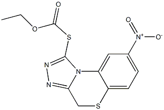 [(8-Nitro-4H-[1,2,4]triazolo[3,4-c][1,4]benzothiazin-1-yl)thio]formic acid ethyl ester Structure