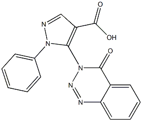 1-Phenyl-5-[(3,4-dihydro-4-oxo-1,2,3-benzotriazin)-3-yl]-1H-pyrazole-4-carboxylic acid 구조식 이미지