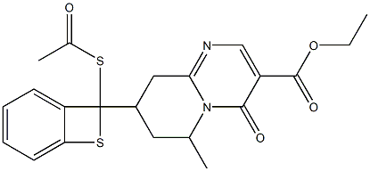 8-[(Thioxo)-acetylthio(phenyl)methyl]-6,7,8,9-tetrahydro-6-methyl-4-oxo-4H-pyrido[1,2-a]pyrimidine-3-carboxylic acid ethyl ester 구조식 이미지
