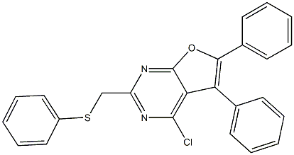 4-Chloro-2-phenylthiomethyl-5,6-diphenylfuro[2,3-d]pyrimidine 구조식 이미지