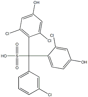 (3-Chlorophenyl)(2-chloro-4-hydroxyphenyl)(2,6-dichloro-4-hydroxyphenyl)methanesulfonic acid Structure