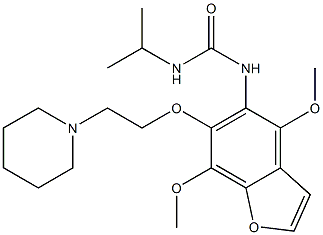 1-[4,7-Dimethoxy-6-(2-piperidinoethoxy)benzofuran-5-yl]-3-isopropylurea 구조식 이미지