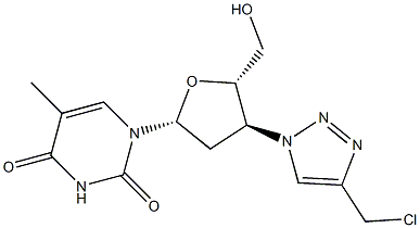 3'-(4-(Chloromethyl)-1H-1,2,3-triazol-1-yl)-3'-deoxythymidine Structure