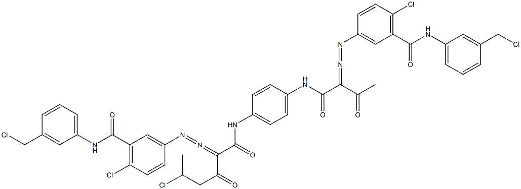 3,3'-[2-(1-Chloroethyl)-1,4-phenylenebis[iminocarbonyl(acetylmethylene)azo]]bis[N-[3-(chloromethyl)phenyl]-6-chlorobenzamide] Structure