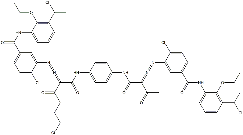 3,3'-[2-(2-Chloroethyl)-1,4-phenylenebis[iminocarbonyl(acetylmethylene)azo]]bis[N-[3-(1-chloroethyl)-2-ethoxyphenyl]-4-chlorobenzamide] 구조식 이미지