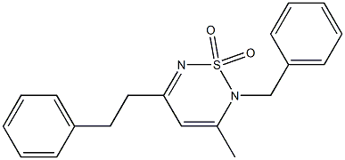 2-Benzyl-3-methyl-5-(2-phenylethyl)-2H-1,2,6-thiadiazine 1,1-dioxide Structure