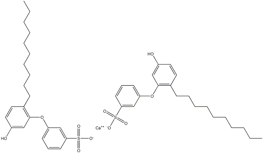 Bis(3'-hydroxy-6'-decyl[oxybisbenzene]-3-sulfonic acid)calcium salt 구조식 이미지
