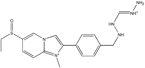 1-Methyl-6-ethylsulfinyl-2-[4-[2-(aminoiminiomethyl)hydrazinomethyl]phenyl]imidazo[1,2-a]pyridin-1-ium 구조식 이미지