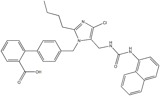 4'-[[2-Butyl-4-chloro-5-[3-(1-naphthalenyl)ureidomethyl]-1H-imidazol-1-yl]methyl]-1,1'-biphenyl-2-carboxylic acid Structure