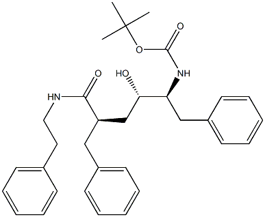 (2R,4S,5S)-2-Benzyl-5-(tert-butyloxycarbonylamino)-N-(2-phenylethyl)-4-hydroxy-6-phenylhexanamide Structure