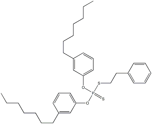 Dithiophosphoric acid O,O-bis(3-heptylphenyl)S-(2-phenylethyl) ester 구조식 이미지