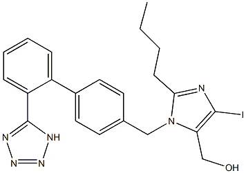 2-Butyl-4-iodo-1-[[2'-(1H-tetrazol-5-yl)-1,1'-biphenyl-4-yl]methyl]-1H-imidazole-5-methanol Structure