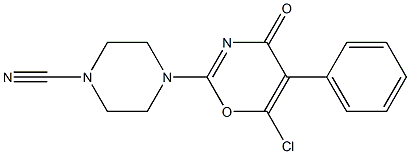 4-(4-Oxo-5-phenyl-6-chloro-4H-1,3-oxazin-2-yl)piperazine-1-carbonitrile 구조식 이미지