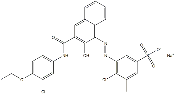 4-Chloro-3-methyl-5-[[3-[[(3-chloro-4-ethoxyphenyl)amino]carbonyl]-2-hydroxy-1-naphtyl]azo]benzenesulfonic acid sodium salt 구조식 이미지