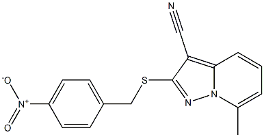 2-[[(4-Nitrophenyl)methyl]thio]-7-methyl-pyrazolo[1,5-a]pyridine-3-carbonitrile 구조식 이미지