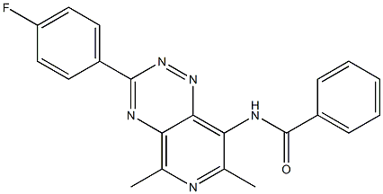 3-(4-Fluorophenyl)-5,7-dimethyl-8-(benzoylamino)pyrido[3,4-e]-1,2,4-triazine 구조식 이미지