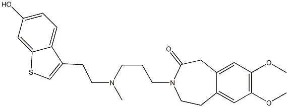 2,3-Dihydro-7,8-dimethoxy-3-[3-[N-[2-(6-hydroxy-1-benzothiophen-3-yl)ethyl]-N-methylamino]propyl]-1H-3-benzazepin-4(5H)-one 구조식 이미지