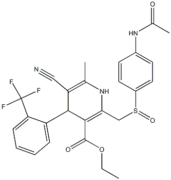 5-Cyano-1,4-dihydro-6-methyl-2-[(4-acetylaminophenylsulfinyl)methyl]-4-(2-trifluoromethylphenyl)pyridine-3-carboxylic acid ethyl ester Structure