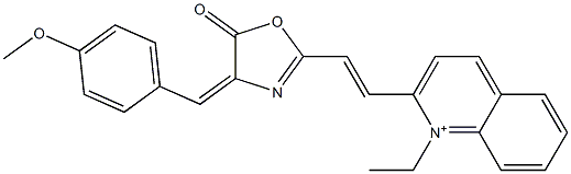 1-Ethyl-2-[2-[[4-(4-methoxybenzylidene)-4,5-dihydro-5-oxooxazol]-2-yl]ethenyl]quinolinium 구조식 이미지