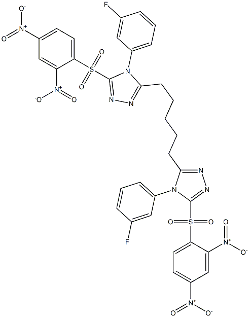 5,5'-(1,5-Pentanediyl)bis[4-(3-fluorophenyl)-3-(2,4-dinitrophenylsulfonyl)-4H-1,2,4-triazole] Structure