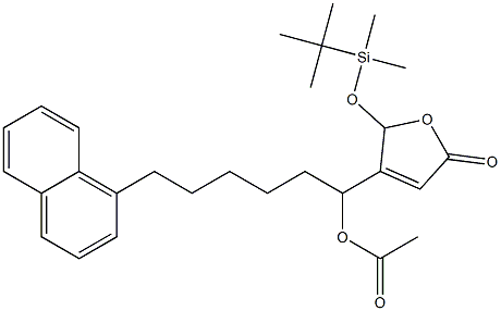 Acetic acid 1-[[2,5-dihydro-5-oxo-2-(tert-butyldimethylsiloxy)furan]-3-yl]-6-(1-naphtyl)hexyl ester 구조식 이미지
