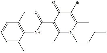 1-Butyl-1,4-dihydro-2,6-dimethyl-5-bromo-N-(2,6-dimethylphenyl)-4-oxopyridine-3-carboxamide Structure