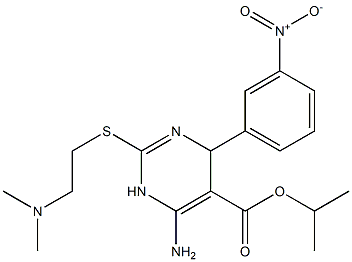 6-Amino-1,4-dihydro-2-(2-dimethylaminoethylthio)-4-(3-nitrophenyl)pyrimidine-5-carboxylic acid isopropyl ester 구조식 이미지