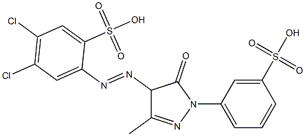 4,5-Dichloro-2-[[[4,5-dihydro-3-methyl-5-oxo-1-(3-sulfophenyl)-1H-pyrazol]-4-yl]azo]benzenesulfonic acid 구조식 이미지