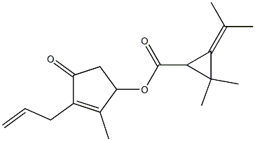 2-Isopropylidene-3,3-dimethylcyclopropane-1-carboxylic acid 3-allyl-2-methyl-4-oxo-2-cyclopenten-1-yl ester 구조식 이미지