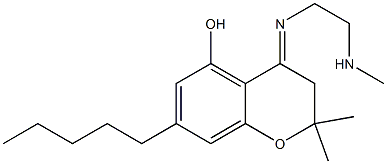 3,4-Dihydro-2,2-dimethyl-4-[2-methylaminoethylimino]-7-pentyl-2H-1-benzopyran-5-ol 구조식 이미지