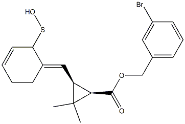 (1R,3S)-2,2-Dimethyl-3-[[(3E)-2,3,4,5-tetrahydro-2-oxothiophen]-3-ylidenemethyl]cyclopropane-1-carboxylic acid-3-bromobenzyl ester 구조식 이미지