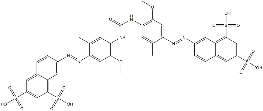 7,7'-[Carbonylbis[imino(5-methoxy-2-methyl 4,1-phenylene)azo]]bis(1,3-naphthalenedisulfonic acid) 구조식 이미지