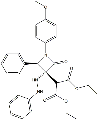 2-[(3R,4R)-3-(2-Phenylhydrazino)-1-(4-methoxyphenyl)-2-oxo-4-phenylazetidin-3-yl]malonic acid diethyl ester Structure