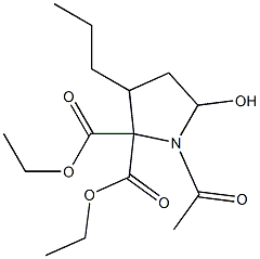 1-Acetyl-3-propyl-5-hydroxypyrrolidine-2,2-dicarboxylic acid diethyl ester Structure