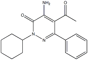 2-Cyclohexyl-4-amino-5-acetyl-6-phenylpyridazin-3(2H)-one Structure