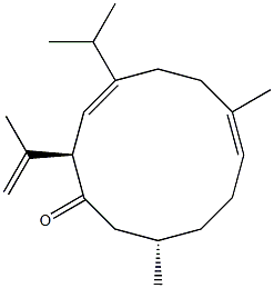 (2R,3Z,7E,11S)-2-(1-Methylethenyl)-4-isopropyl-7,11-dimethylcyclododeca-3,7-dien-1-one 구조식 이미지