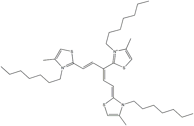 2,2'-[3-[2-(3-Heptyl-4-methylthiazol-2(3H)-ylidene)ethylidene]-1-propene-1,3-diyl]bis[3-heptyl-4-methylthiazol-3-ium] 구조식 이미지