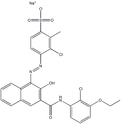 3-Chloro-2-methyl-4-[[3-[[(2-chloro-3-ethoxyphenyl)amino]carbonyl]-2-hydroxy-1-naphtyl]azo]benzenesulfonic acid sodium salt Structure